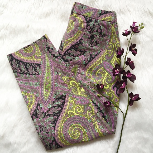 J.Crew Tall Cafe Capri In Paisley Print Size 4 - Picture 2 of 9